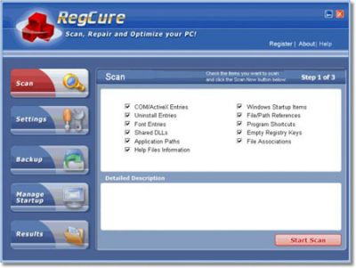 Обзор RegCure 1.0.0.43: зубочистка для реестра