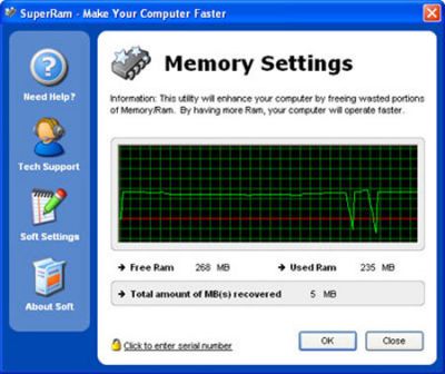 SuperRam 5.10.3.2007: оптимизатор системной памяти